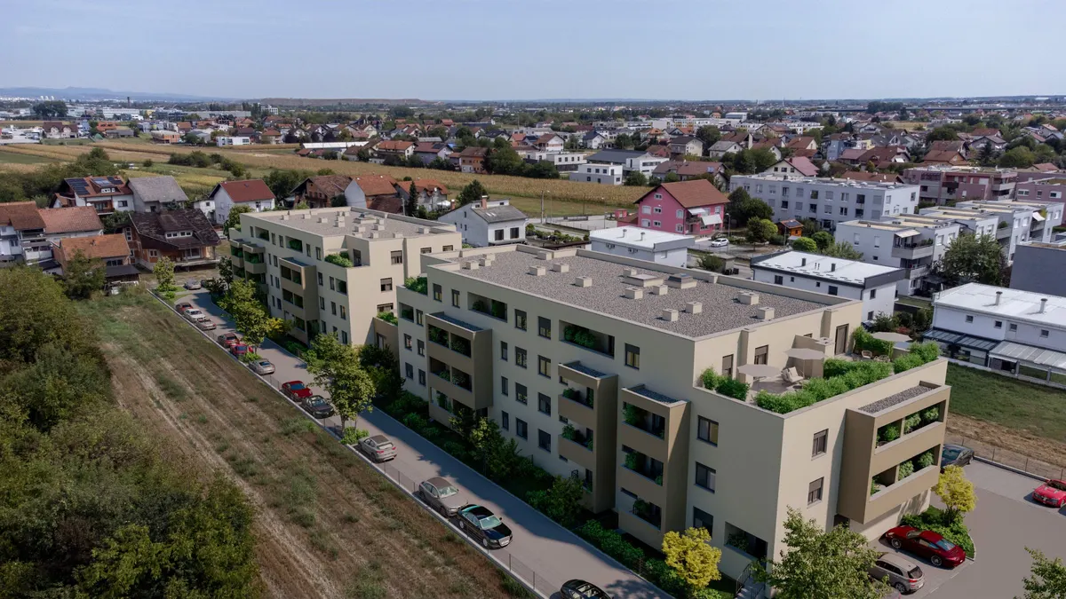 Stanovi Odra iz zraka, krovna terasa i pročelje